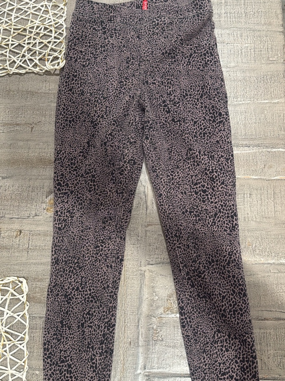 SPANX Black and Taupe Animal Print Jeggings